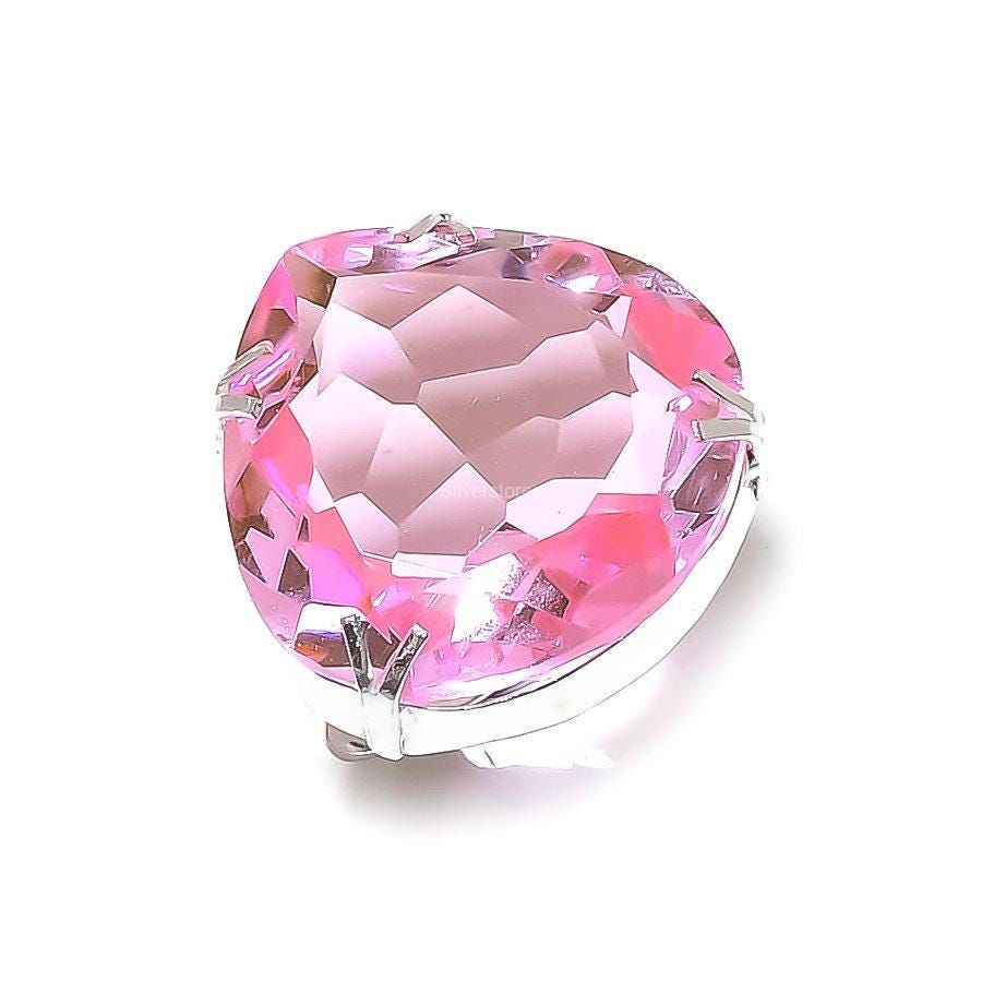 Pink Kunzite Gemstone Handmade 925 Sterling Silver Jewelry Ring Size 8 p407