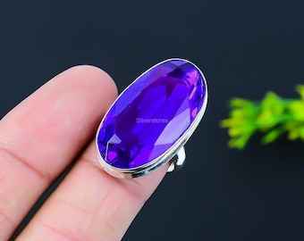 Amethyst Art Deco Ring 925 Sterling Silver February Birthstone Jewelry