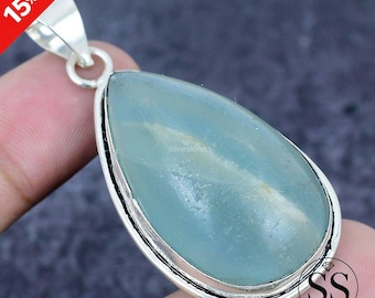 Natural Aquamarine Pendant, Pear Shape Gemstone Pendant, 925 Sterling Silver Pendant, Beautiful Gift For Mom Anniversary Unique Gift For Her