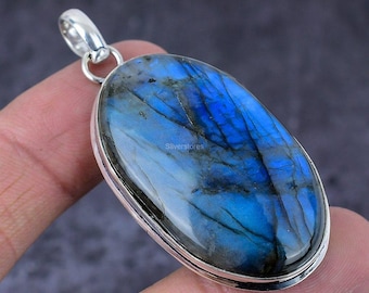 Rare Labradorite Pendant, Black Gemstone Pendant, Pendant, 925 Sterling Silver Jewelry, Engagement Gift, Pendant For Mother