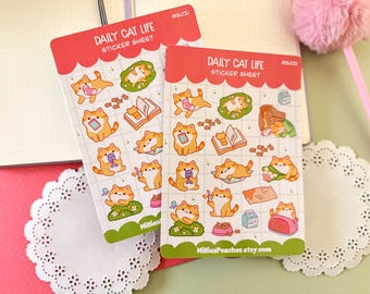 Kawaii Cat Life Sticker Sheet: Planner Journal Scrapbooking