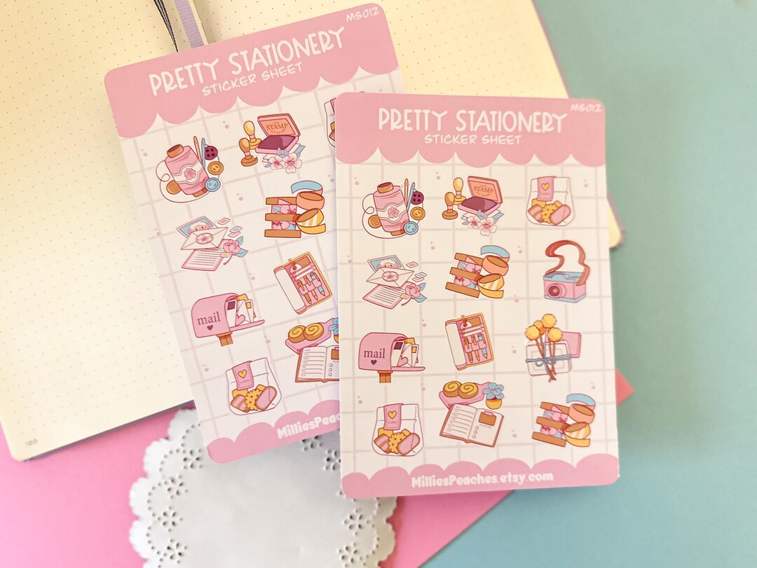 Kawaii Stationery Sticker Sheet, Journal Planner Stickers - Etsy