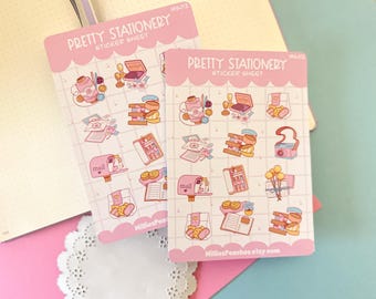 Kawaii Stationery Sticker Sheet, Journal Planner Stickers