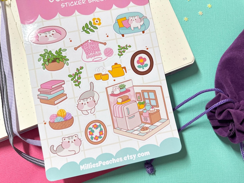 Cozy Cat House Sticker Sheet: Kawaii Planner Stickers - Etsy