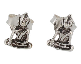 Sterling Silver Buddha Stud Earrings 925