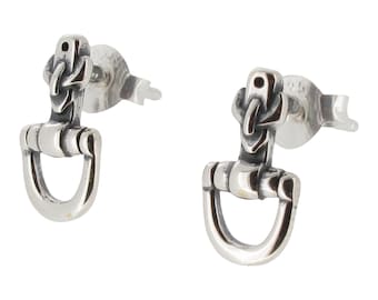 Sterling Silver Horse Snaffle Stud Earrings 925