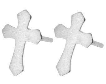 Sterling Silver Cross Stud Earring 925