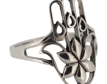 Sterling Silver Hamsa Hand Ring