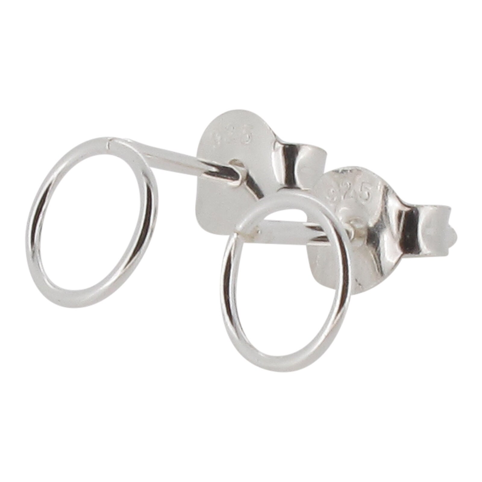 Sterling Silver Circle Stud Earrings 925