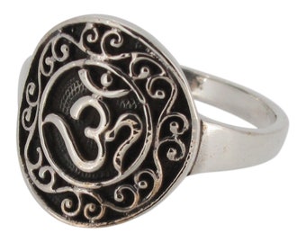 Sterling Silver Om Sign Ring