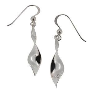 Sterling Silver Twist Drop Earrings 925 image 1