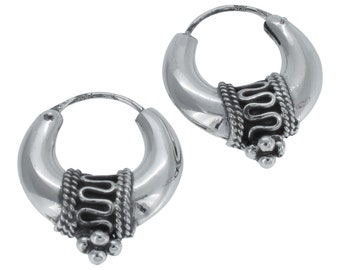 Sterling silver Bali Creole earrings - 925