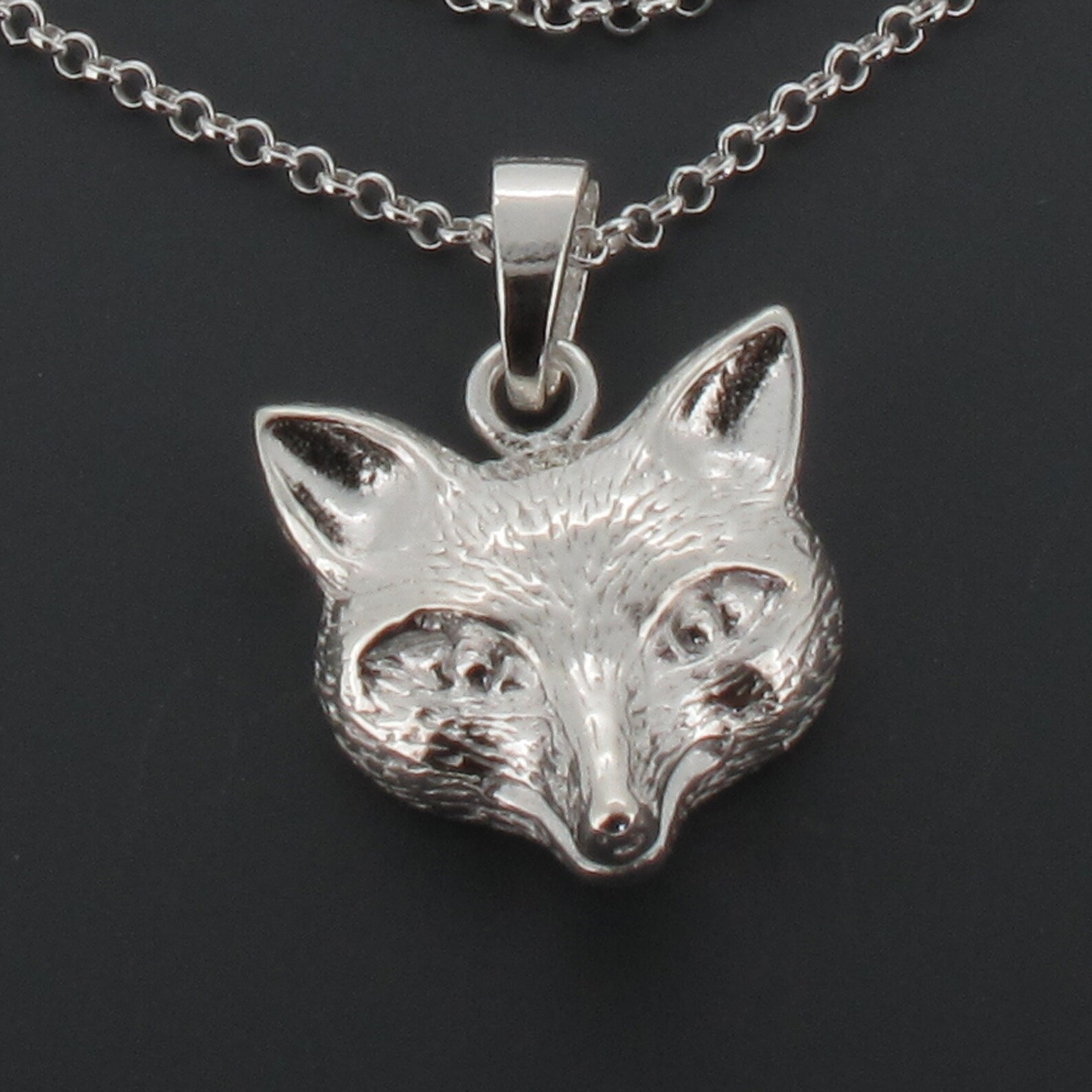Sterling Silver Fox Pendant and Chain 925 Etsy