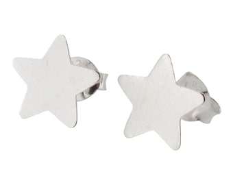 Sterling Silver Shiny Star Design Stud Earrings 925