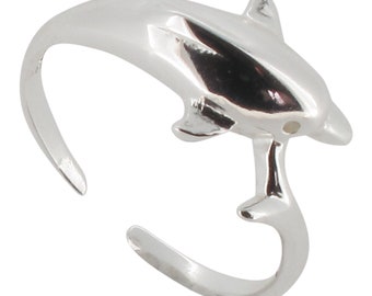 Sterling Silver Dolphin Toe Ring 925