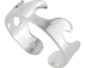 Sterling Silver Wave Toe Ring 925 Rolling Ocean Design