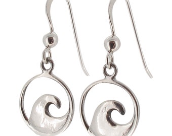 Sterling Silver Wave Design Drop Earrings 925