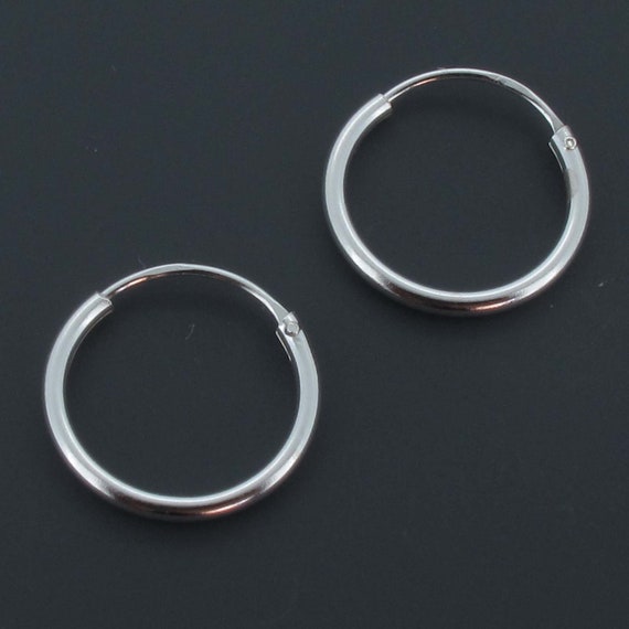 Classic Hoop Earrings - 92.5 Silver - 1.2mm Thickness - Small Sizes 10mm to 20mm 10mm