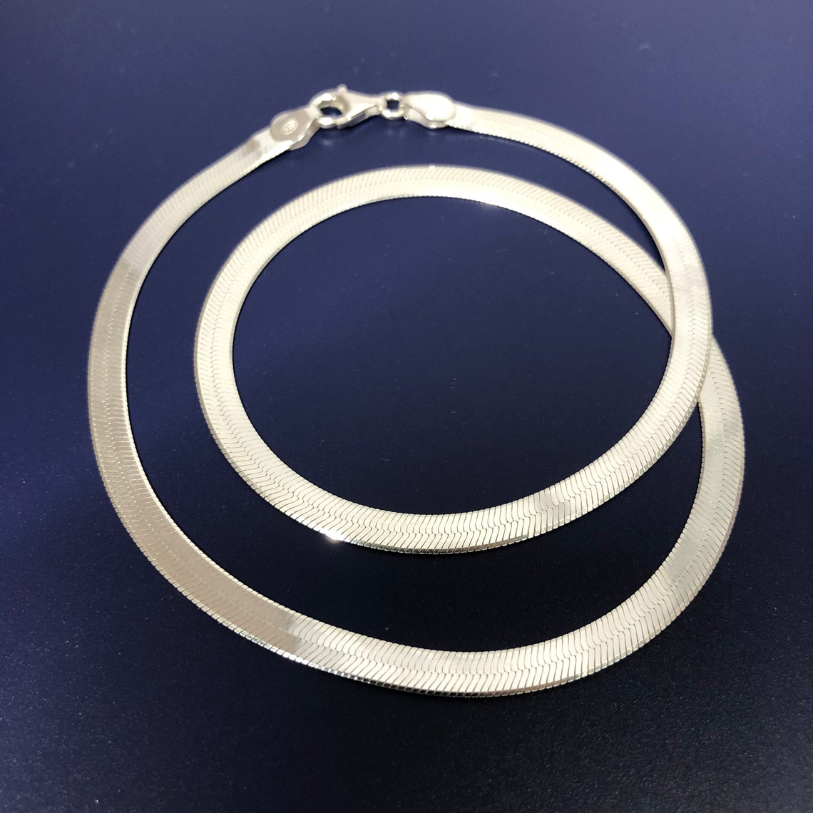 Sterling Silver Herringbone Chain Necklace 41 or 46cm Etsy UK