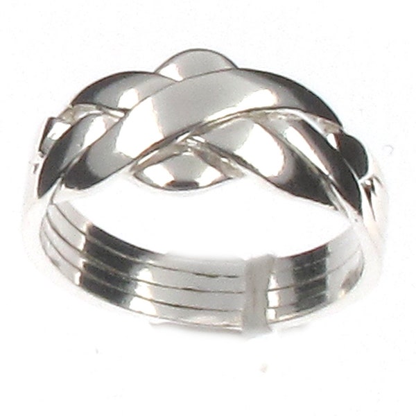 Bague de puzzle à 4 bandes en argent sterling