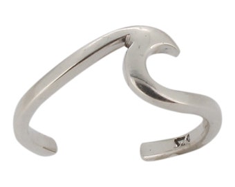 Sterling Silver Wave Design Toe Ring 925