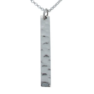 Sterling Silver Hammered Rectangle Pendant and Chain 925 image 2