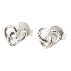 Sterling Silver Celtic Triangle Heart Stud Earrings 925