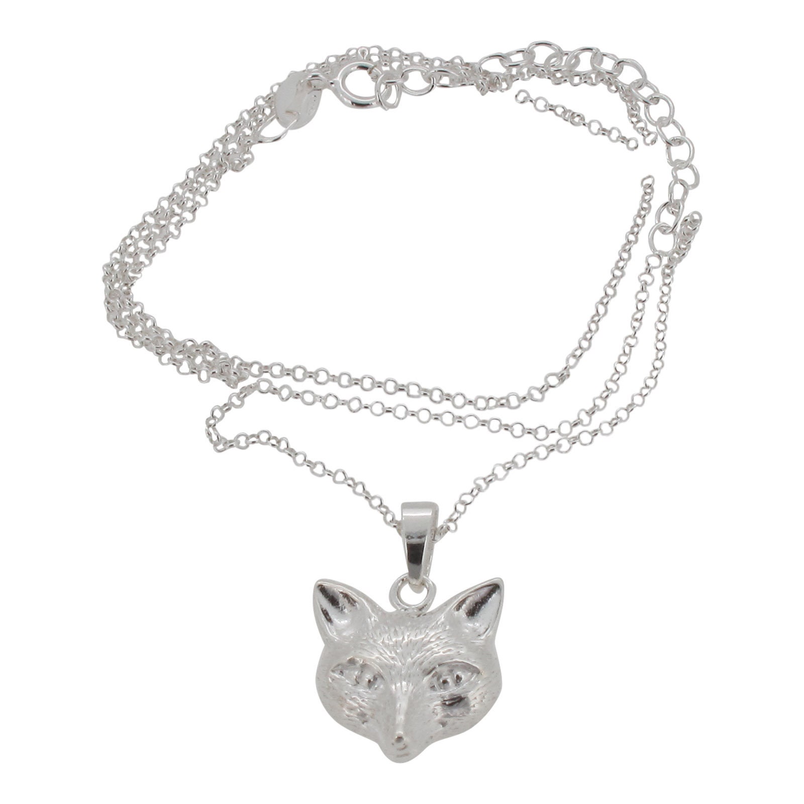 Sterling Silver Fox Pendant and Chain 925 Etsy