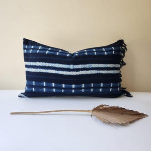 Indigo Lumbar Pillow |Handwoven Mudcloth Pillow Cover | Blue Pillow | African Throw Pillow | Decorative Pillow