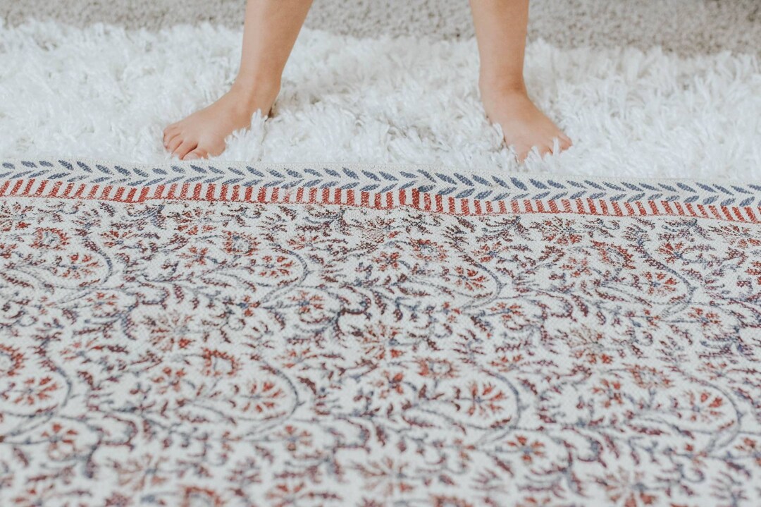 Handmade Cotton Dhurrie Rug: Block Printed Boho Rug (2'×3') - Etsy