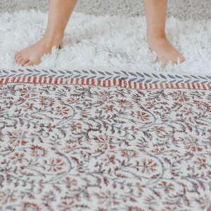 Handmade Cotton Dhurrie Rug | Block Printed rug | Boho rug 2'×3' | Nursery rug | Bathroom rug