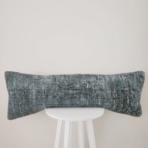 Vintage Turkish Kilim Pillow: Handspun Wool Rug Pillow (12x36)