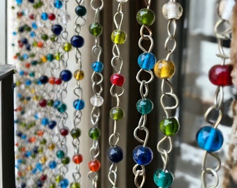 Bohemian Curtain , Glass Beads , Beaded Chain Curtain , Hippy Curtain for Doorways , Bell Strings , Glass Beads Strands , Gemstones