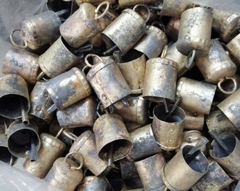 Vintage Recycled Iron Tin Cow Bells Mug Bells  2" Inches Height DIY Craft Bells Indian Lot 100 Pieces