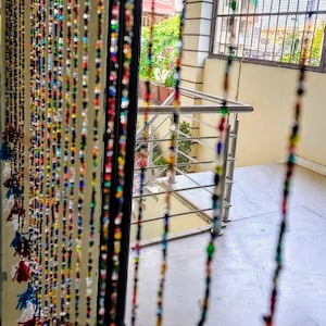 Bohemian Curtain, Glass Beads, Beaded Curtain, Hippy Curtain for Doorways, Bead Strings with Tassels, Glass Beads Strands, Gemstones 72&quot;inch