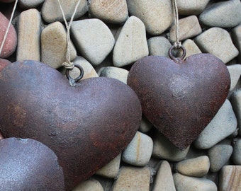 Antique Rustic Metal Heart Wall Hanging Ornaments Gifts Decorative Collectibles Set 24 Pieces