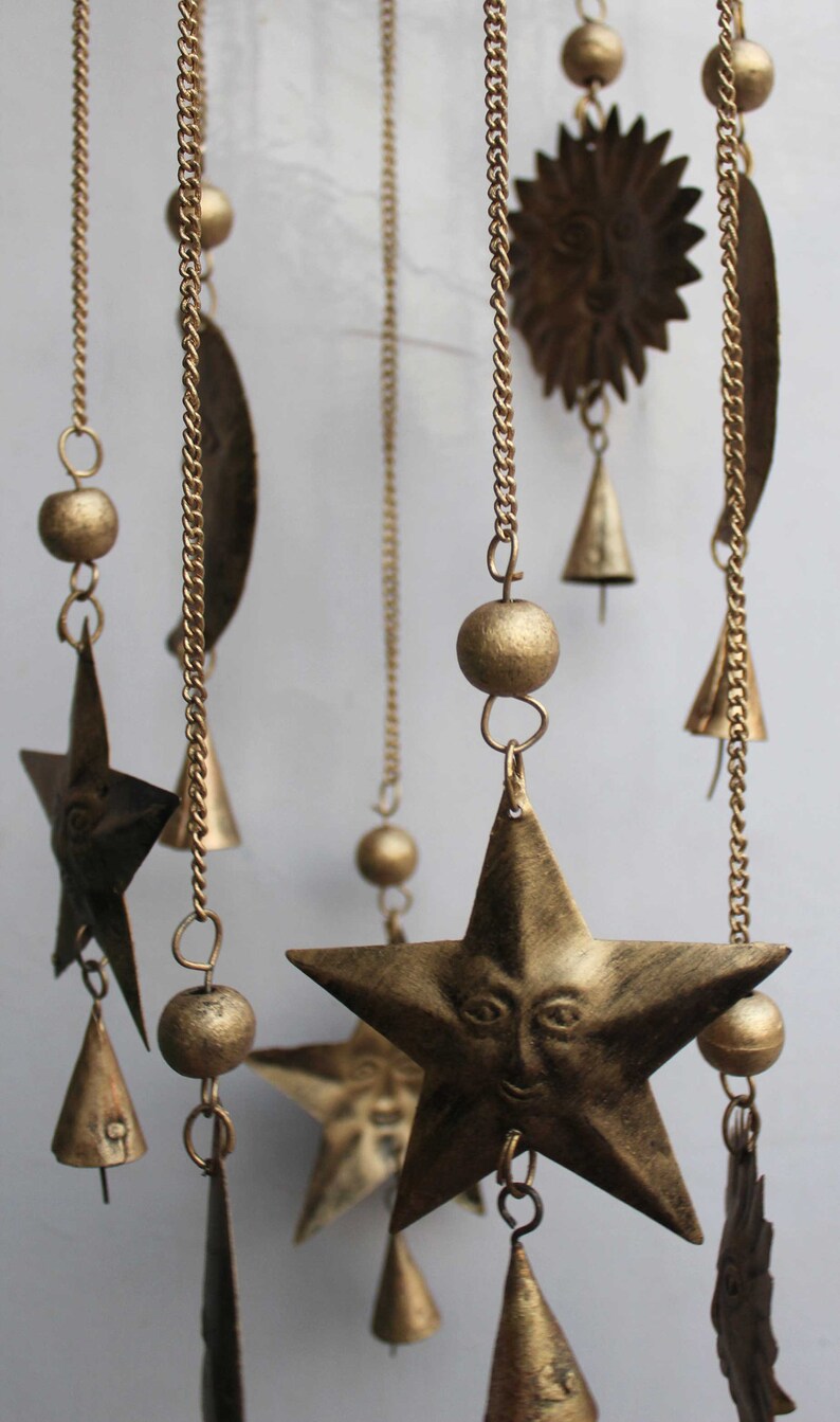 Sun Moon Star Round Wind Chime Zodiac Wind Chime Sun Hanger Etsy