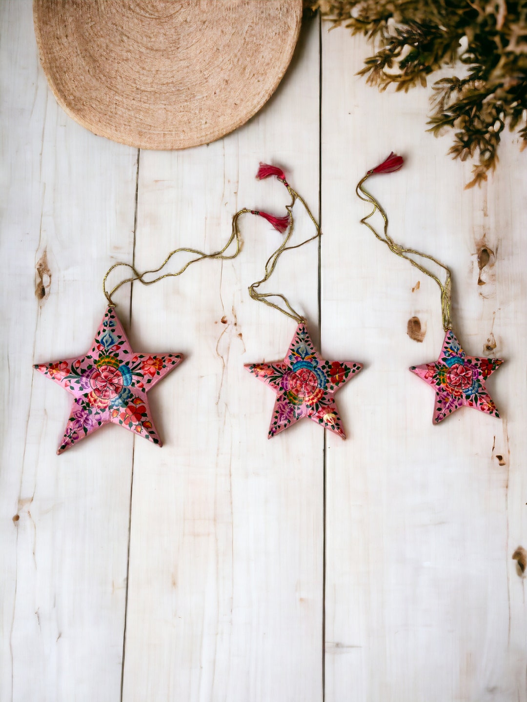 Christmas Ornaments Paper Mache Stars , Christmas Gifts , Xmas Tree
