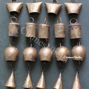 Handmade Recycled Iron Tin Cow Bells  2&quot; Inches Height 20 Pieces Assort. Indian Metal Craft