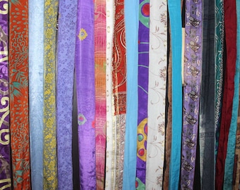 Recycled Silk Sari Sashes Multicolor Ribbons Craft Supply DIY Material Boho Decoration