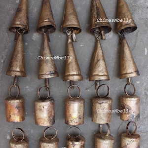 Shabby Chic Recycled Iron Tin Vintage Cow Bells 20 Pieces 2.5&quot; Inches Height ( 10 Cone + 10 Mug Bells )