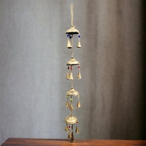 Recycled Iron bells hanging chime mobile decoration 82 cm length Outdoor Indoor Garden Patio Décor