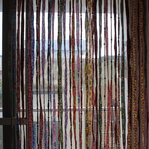 Handmade 100%Cotton Bohemian Hippie Beaded Window Curtain Multicolour Boho Rod Pocket Front Door Decor Curtains image 4