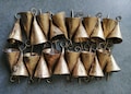 24 Handmade Indian Cow Bells, Vintage Iron Tin Bells 1.75" for Crafts