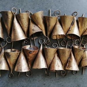 Handmade Indian Bells Vintage Bells for Crafts Recycled Iron Tin Cow Bells for Wind Chimes Size  1.75" Inch Height 24 Pieces