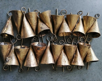 Handmade Indian Bells Vintage Bells for Crafts Recycled Iron Tin Cow Bells for Wind Chimes Size  1.75" Inch Height 24 Pieces