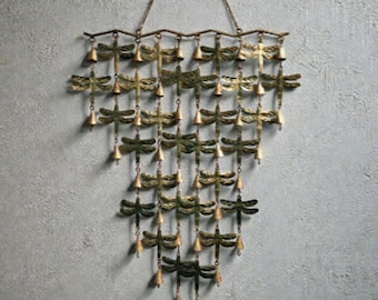 Carillons éoliens suspendus libellule en fer recyclé pour décoration de jardin extérieur décoration de patio intérieur extérieur