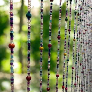 Boho Home Decor , Glass Beads , Beaded Curtain , Hippy Curtain for Doorways , Bell Strings , Glass Beads Strands , Gemstones 76&quot;Inch H