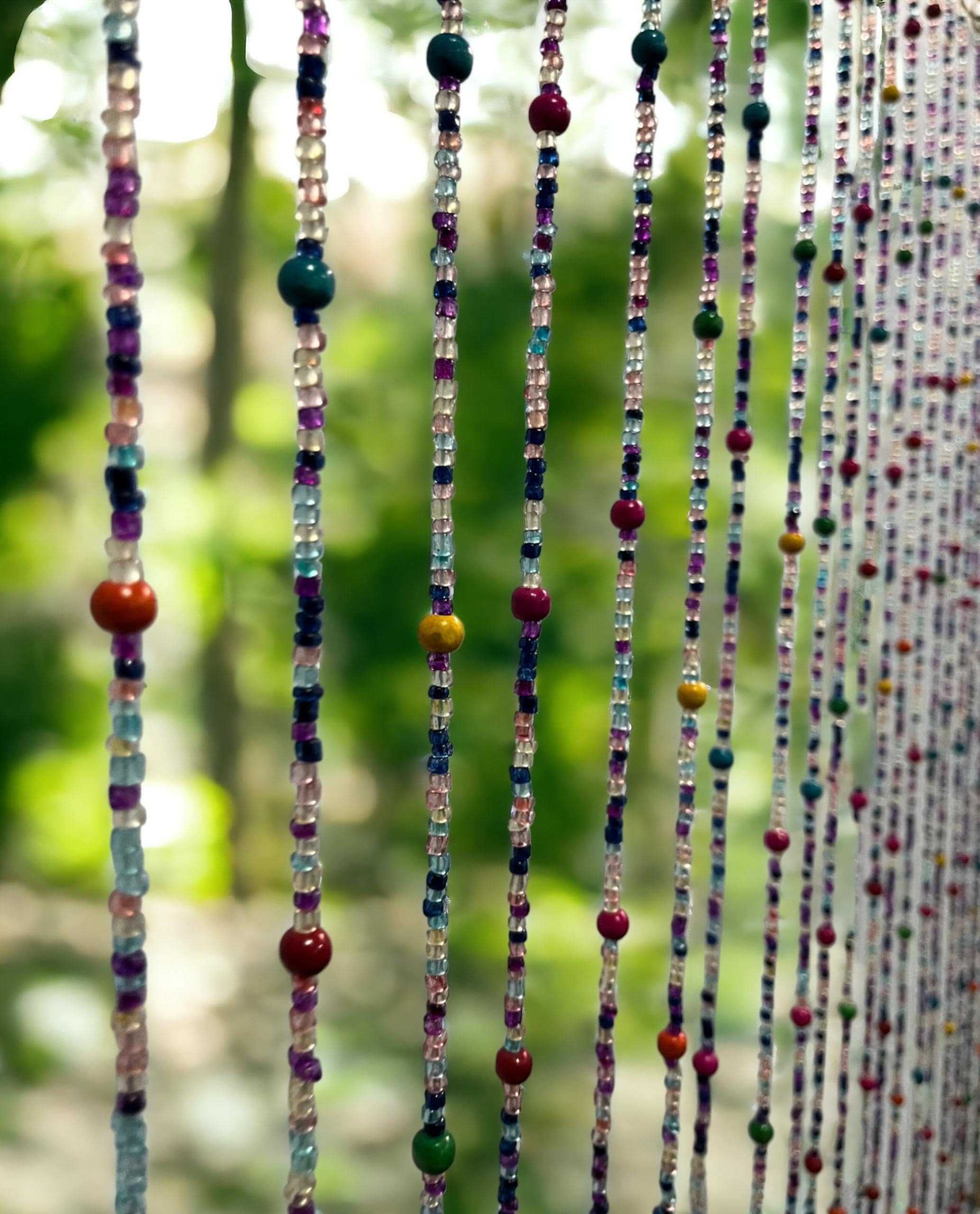 Boho Home Decor , Glass Beads , Beaded Curtain , Hippy Curtain for Doorways , Bell Strings , Glass Beads Strands , Gemstones 76"Inch H