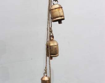 Rustic Iron Tin Bells Hanging Chime Mobile String Decoration 62 cm Length Outdoor Indoor Garden Décor